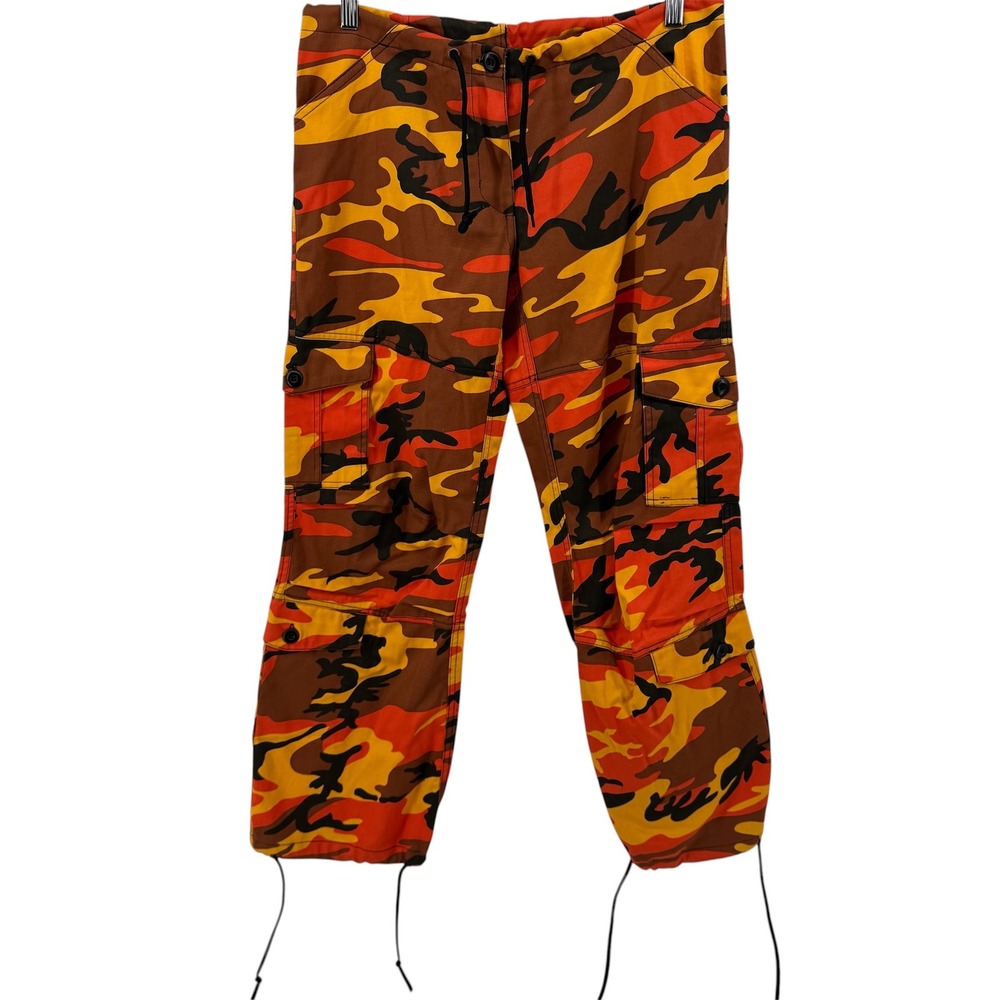 Rothco Cargo Pants Unisex XXS 33x30 Orange Camo Tactical Military Drawstring Hem
